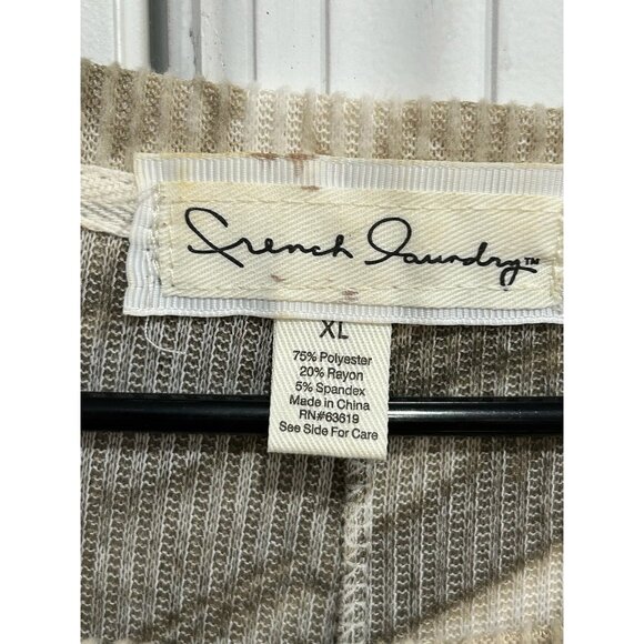 French Laundry Tie Dye Pattern Three Quarter Sleeve Ribbed Top SZ XLarge - Picture 5 of 9